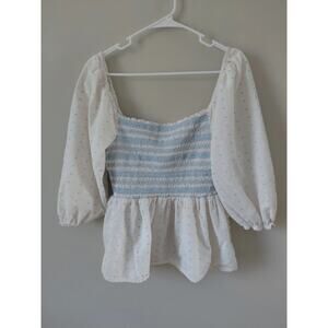 Crown and Ivy Smocked Peasant Top size Medium